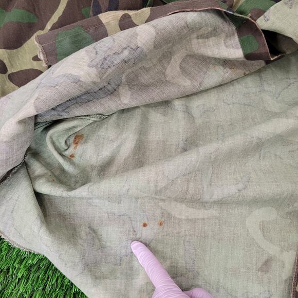 Vintage 80s Woodland Camo Shirt Large 26x33 Baggy Hunting - Picture 12 of 16